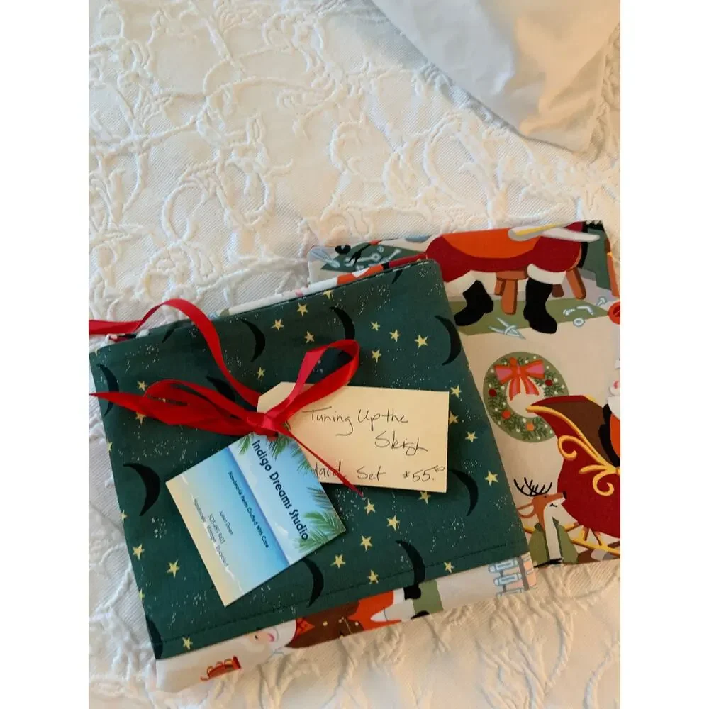 Handmade Santa's Garage Pillowcases, Alexander Henry Quilting Cotton